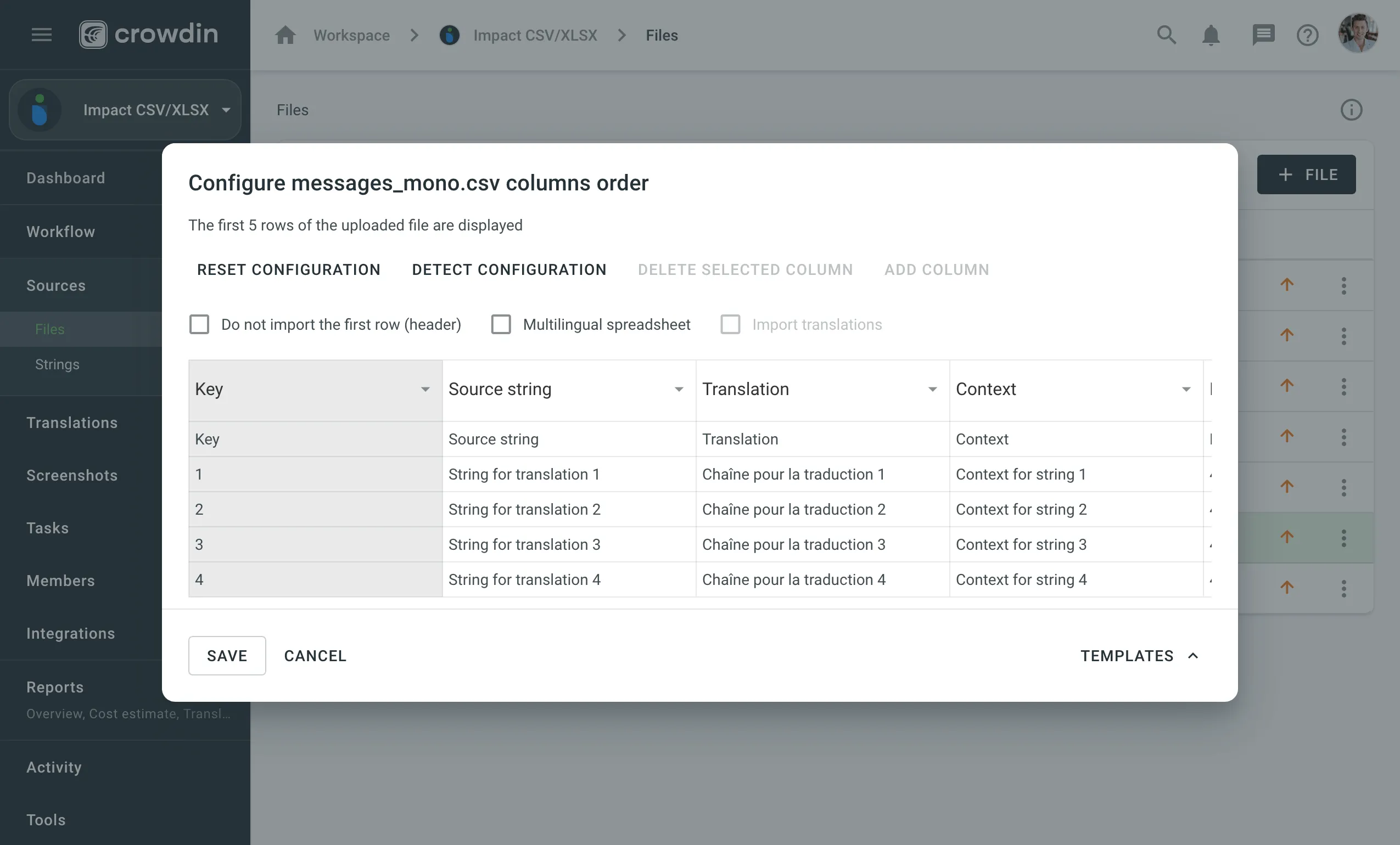 CSV Configuration